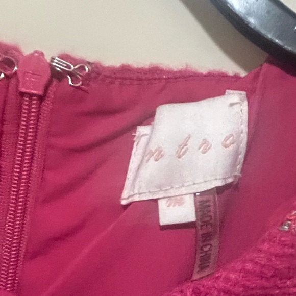 Entro Fuchsia Plaid Mini Dress with Gold Buttons - Picture 3 of 5